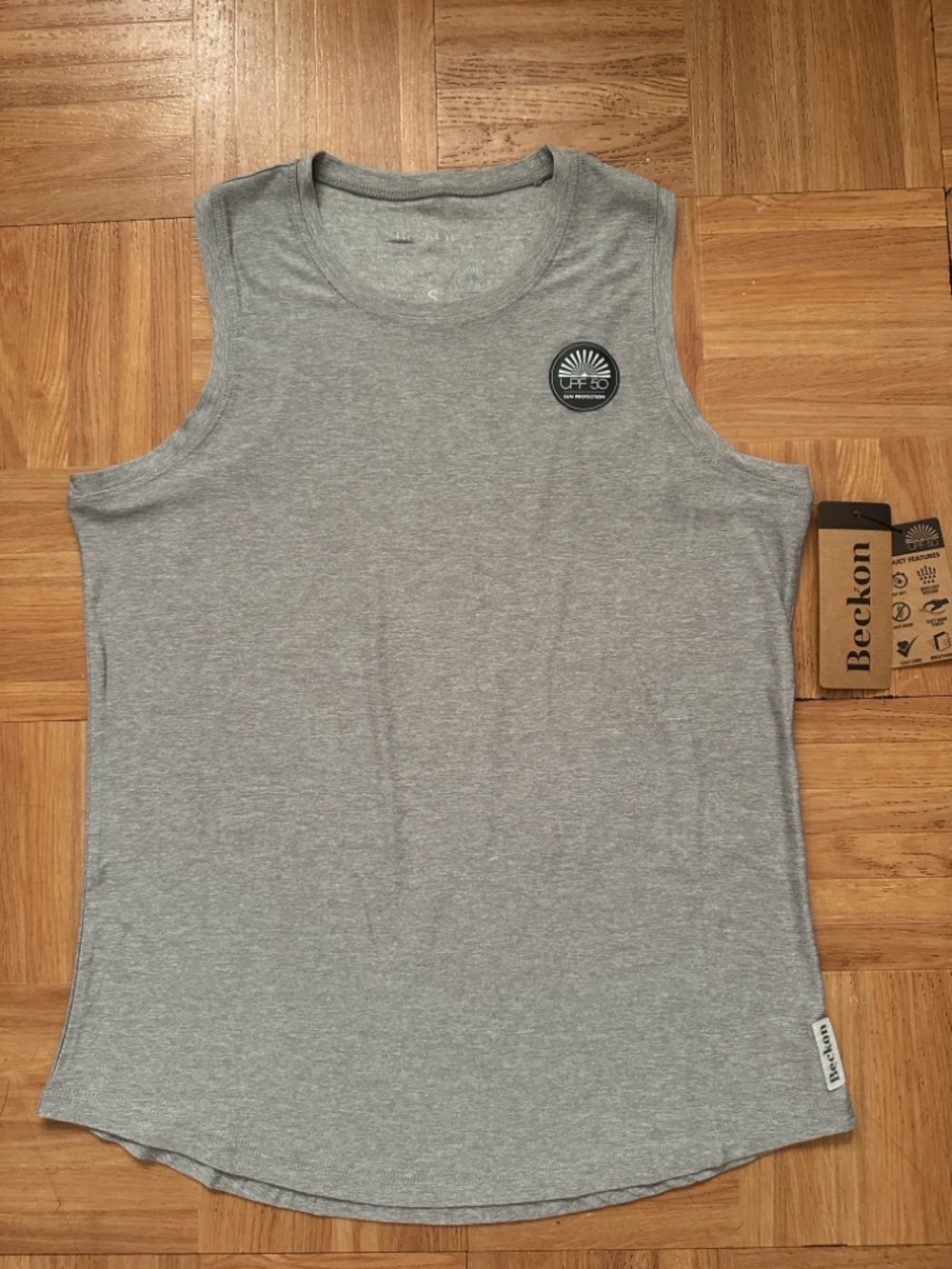 Beckon Light Gray Sleeveless Tank with Branded Hem Tag